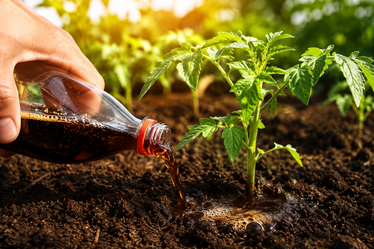 Solo echa Coca Cola en las plantas y observa qué sucede