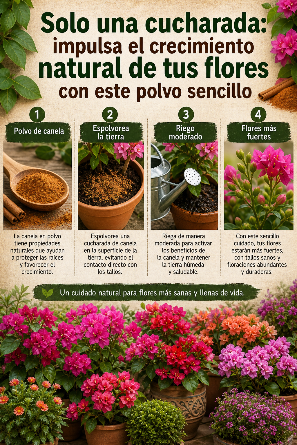 Solo una cucharada: impulsa el crecimiento natural de tus flores con este polvo sencillo