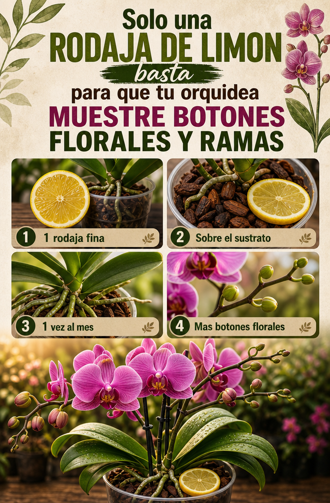 Solo una rodaja de limón basta para que tu orquídea muestre botones florales y ramas.