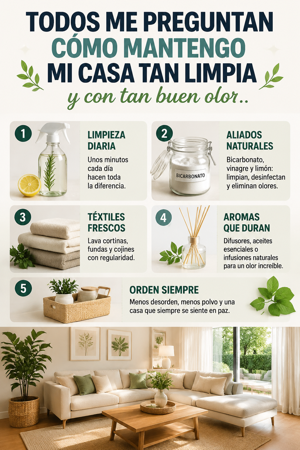 Todos me preguntan cómo mantengo mi casa tan limpia y con tan buen olor.