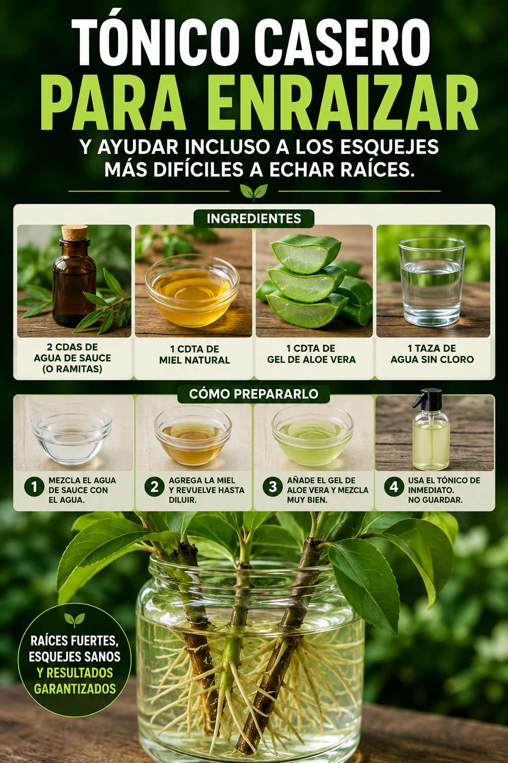 Tónico casero para enraizar y ayudar incluso a los esquejes más difíciles a echar raíces.