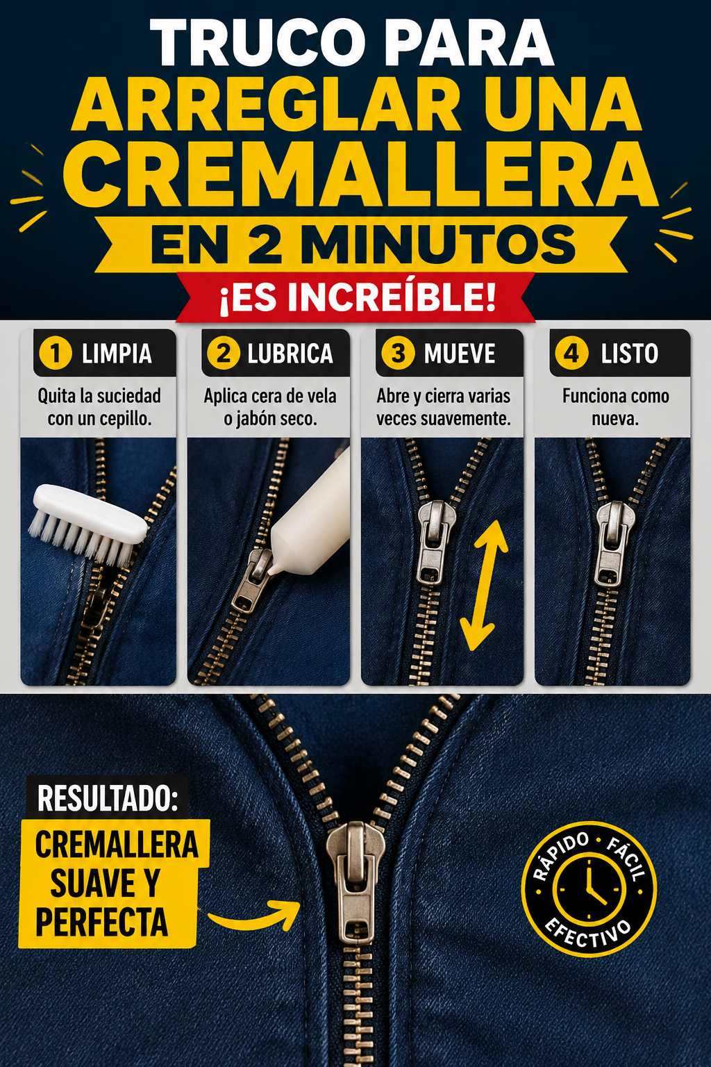 Truco para Arreglar una Cremallera en 2 Minutos — ¡Es Increíble!