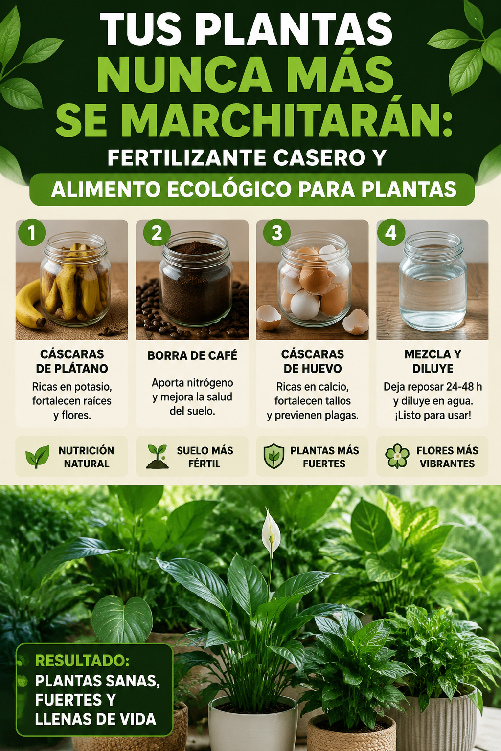 Tus plantas nunca más se marchitarán: fertilizante casero y alimento ecológico para plantas