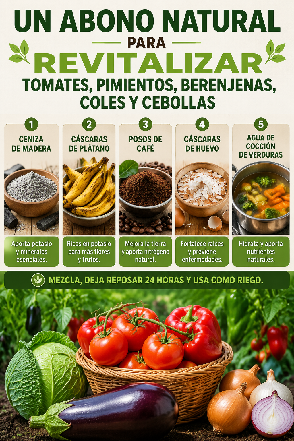 Un abono natural para revitalizar tomates, pimientos, berenjenas, coles y cebollas