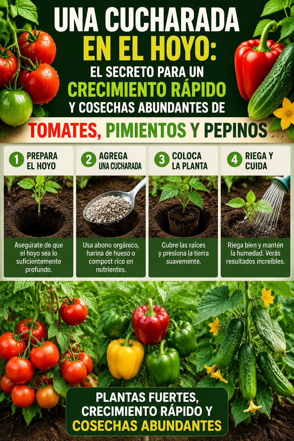 Una cucharada en el hoyo: el secreto para un crecimiento rápido y cosechas abundantes de tomates, pimientos y pepinos
