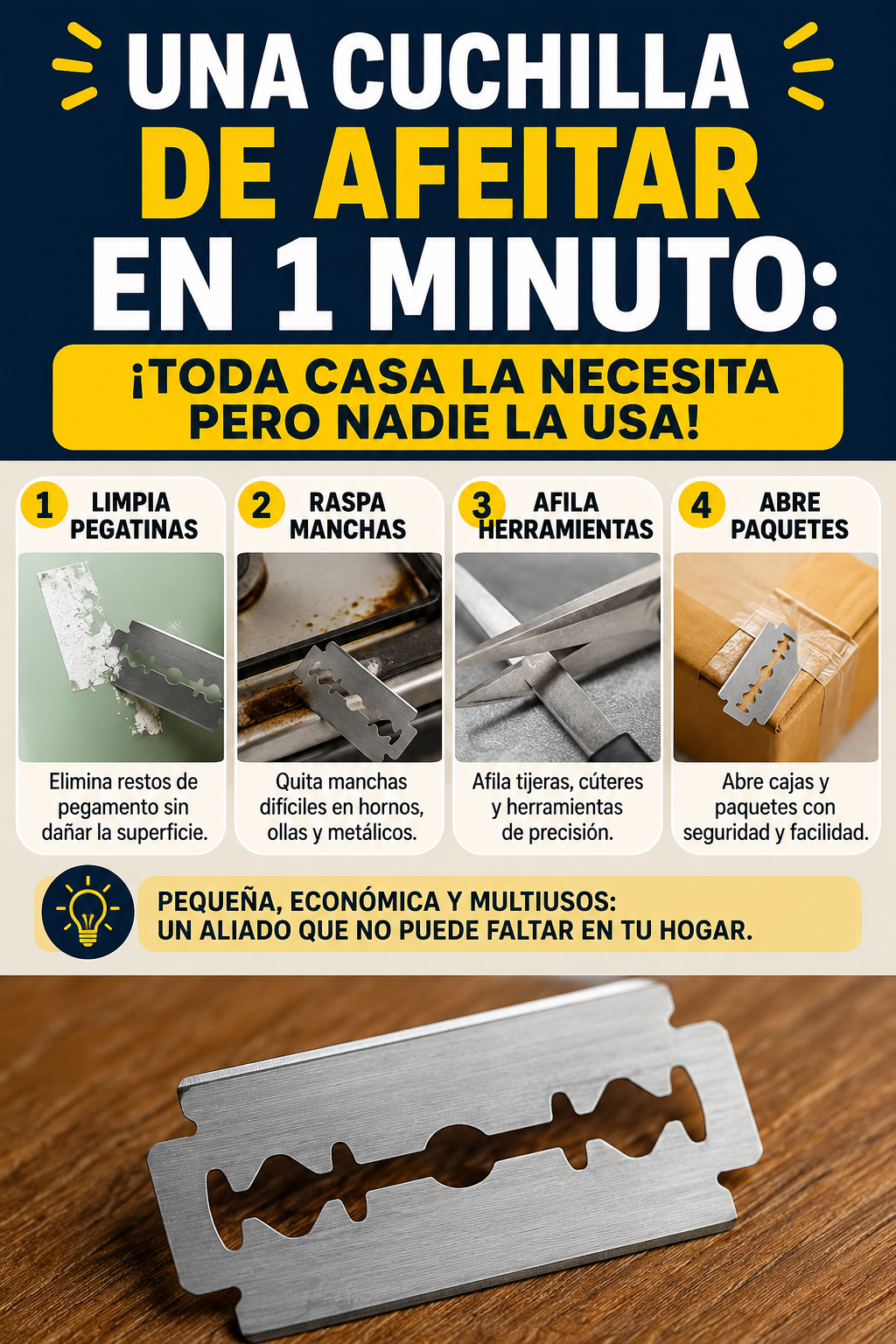 Una cuchilla de afeitar en 1 minuto: ¡toda casa la necesita pero nadie la usa!