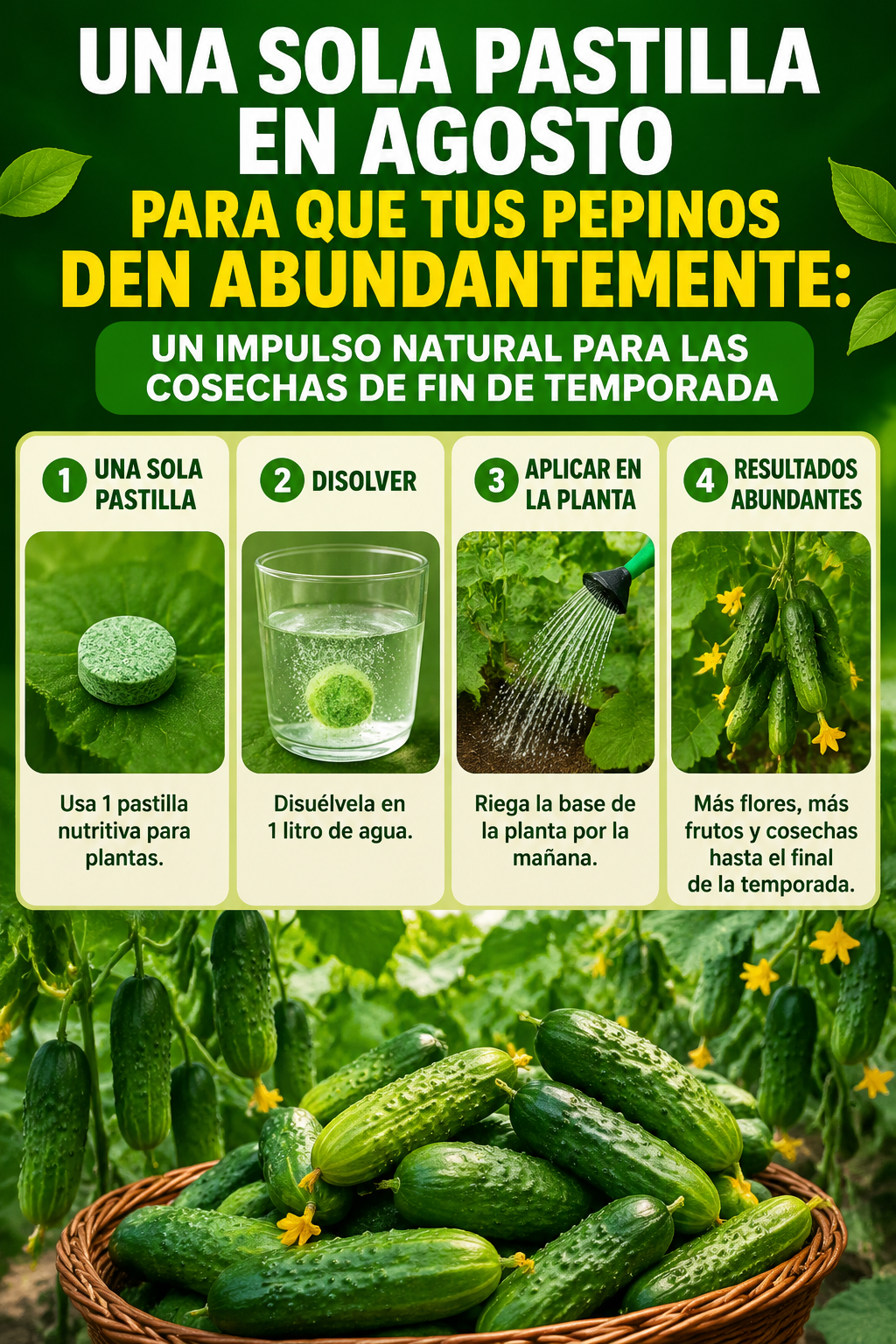 Una sola pastilla en agosto para que tus pepinos den abundantemente: un impulso natural para las cosechas de fin de temporada