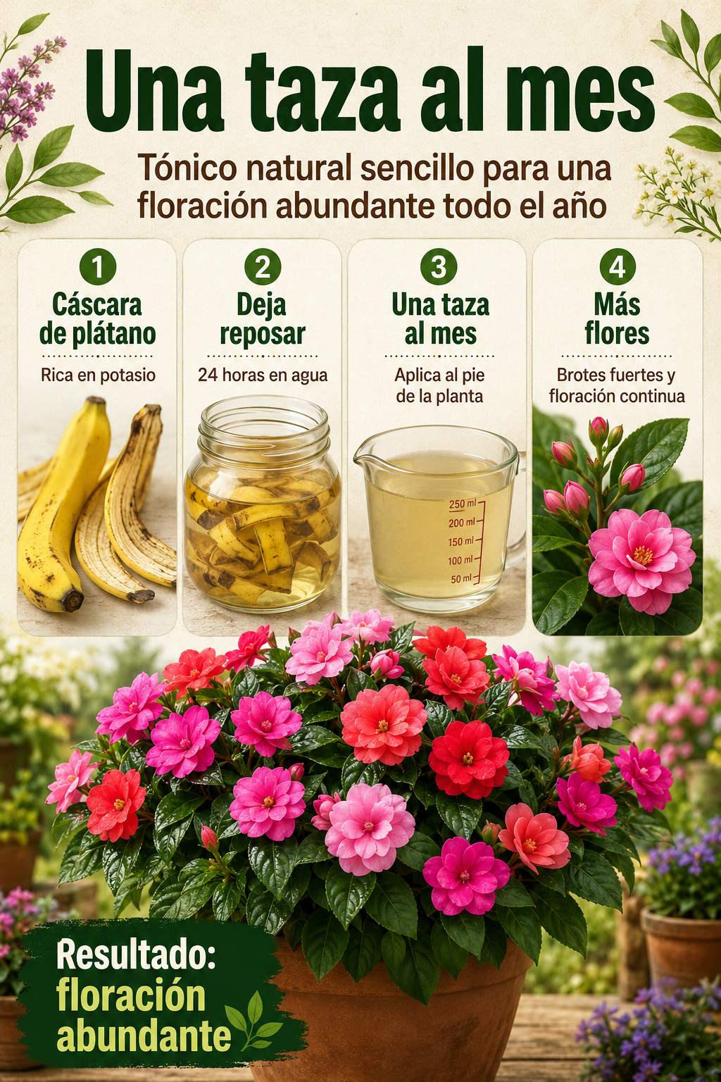 Una taza al mes: un tónico natural sencillo para una floración abundante todo el año