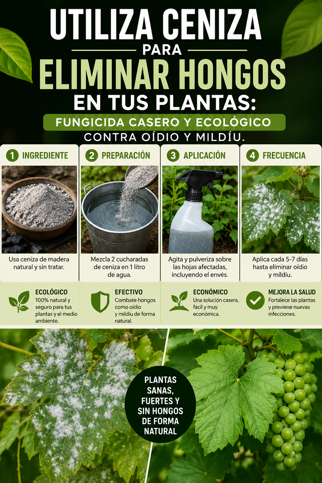 Utiliza ceniza para eliminar hongos en tus plantas: fungicida casero y ecológico contra oídio y mildiu.