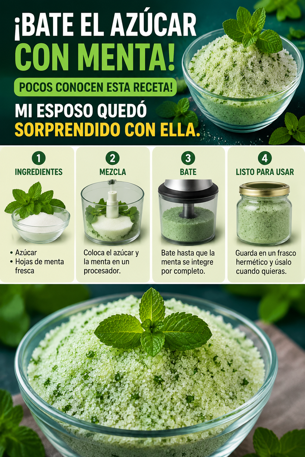 ¡Bate el azúcar con menta❗️Pocos conocen esta receta❗️Mi esposo quedó sorprendido con ella