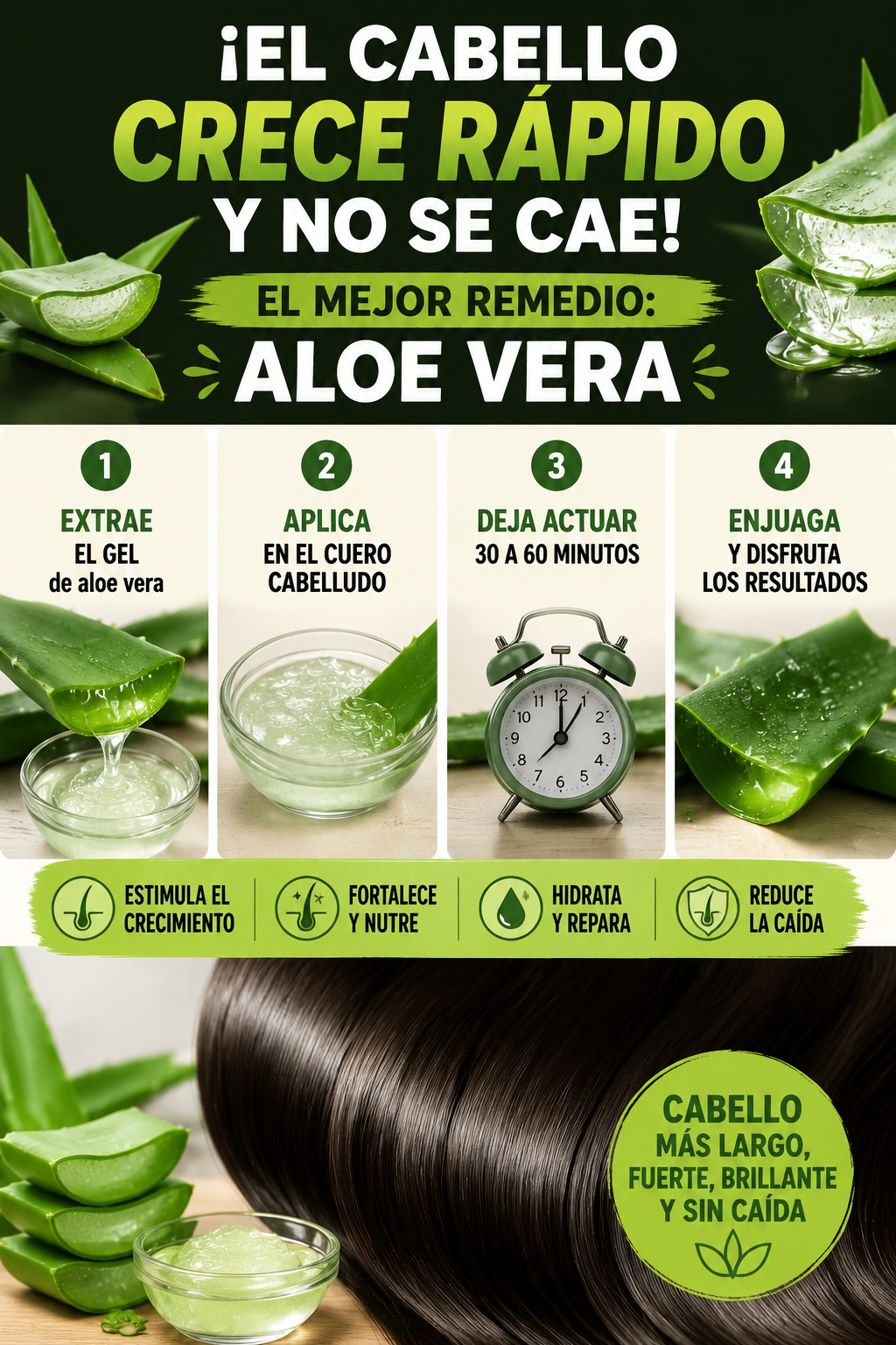 ¡El cabello crece rápido y no se cae! El mejor remedio: Aloe Vera