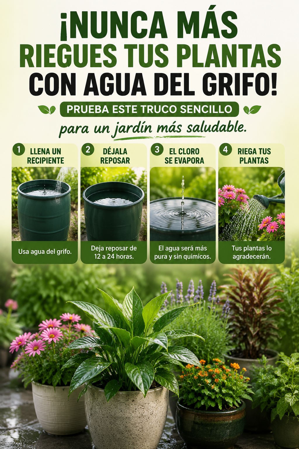 ¡Nunca más riegues tus plantas con agua del grifo! Prueba este truco sencillo para un jardín más saludable.
