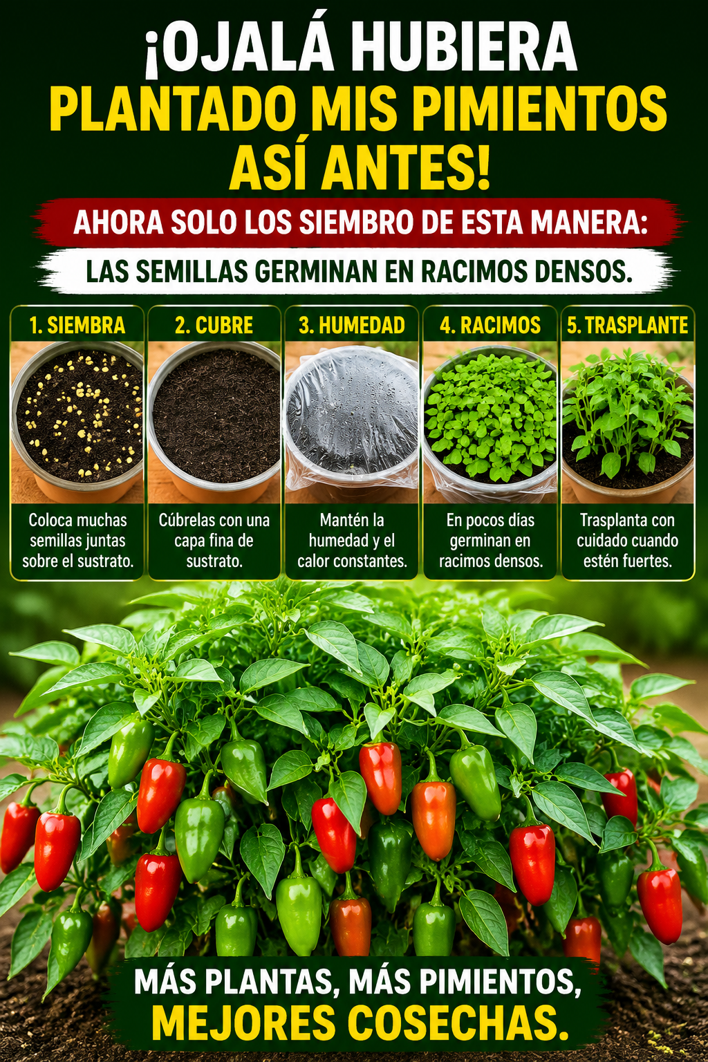 ¡Ojalá hubiera plantado mis pimientos así antes! Ahora solo los siembro de esta manera: las semillas germinan en racimos densos.