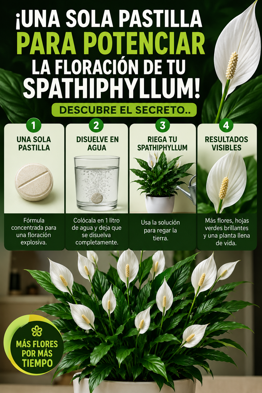 ¡Una sola pastilla para potenciar la floración de tu spathiphyllum! Descubre el secreto.