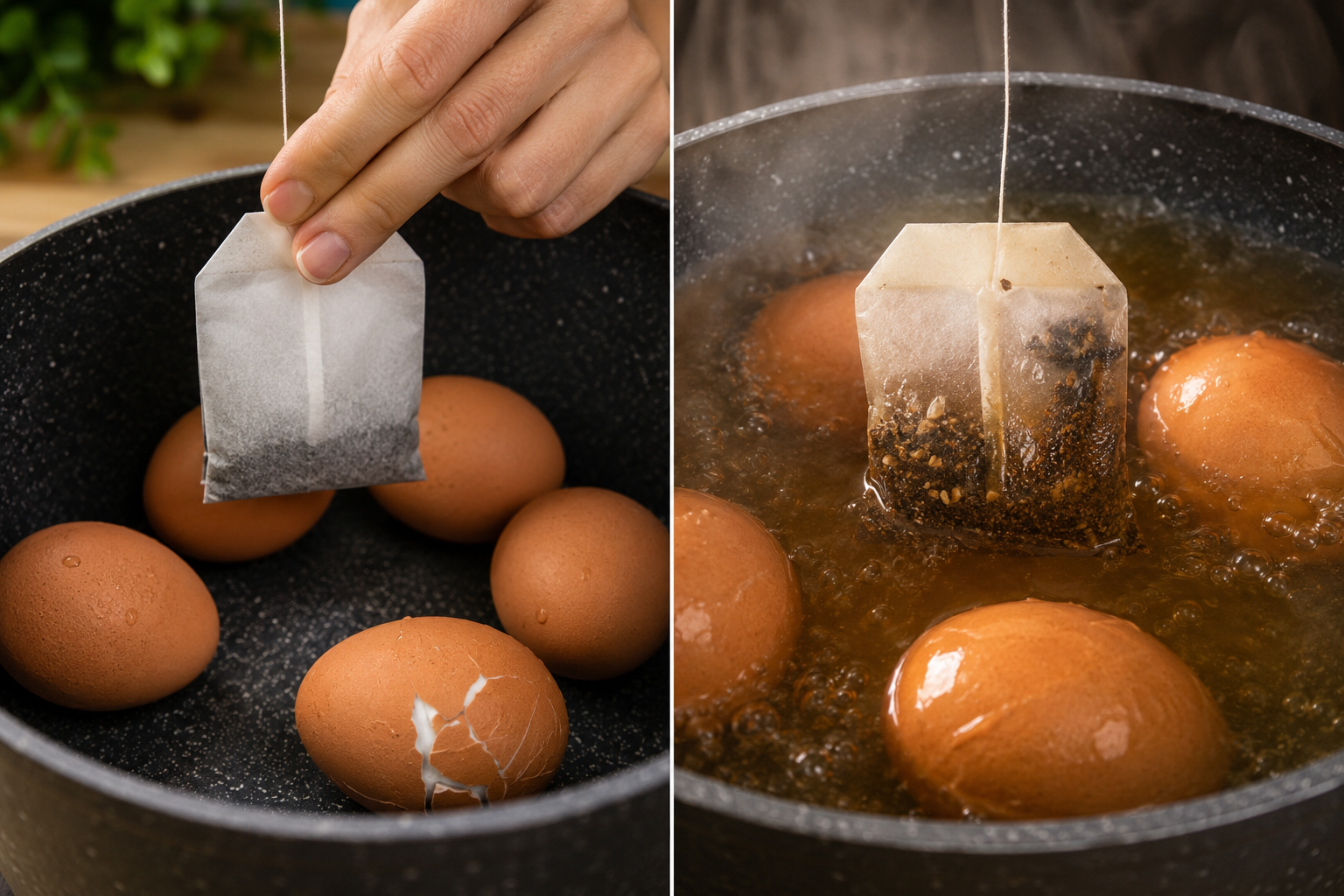¿Alguna vez has puesto una bolsita de té en la olla de los huevos? Descubre por qué deberías hacerlo