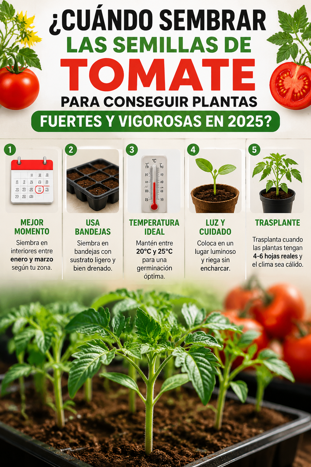 ¿Cuándo sembrar las semillas de tomate para conseguir plantas fuertes y vigorosas en 2025?