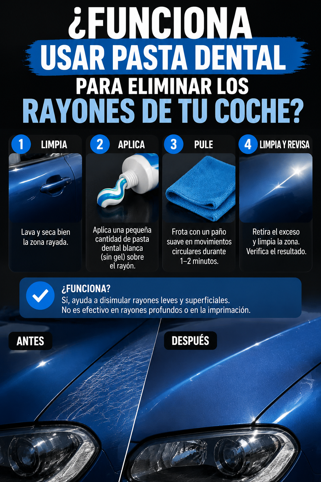 ¿Funciona usar pasta dental para eliminar los rayones de tu coche?