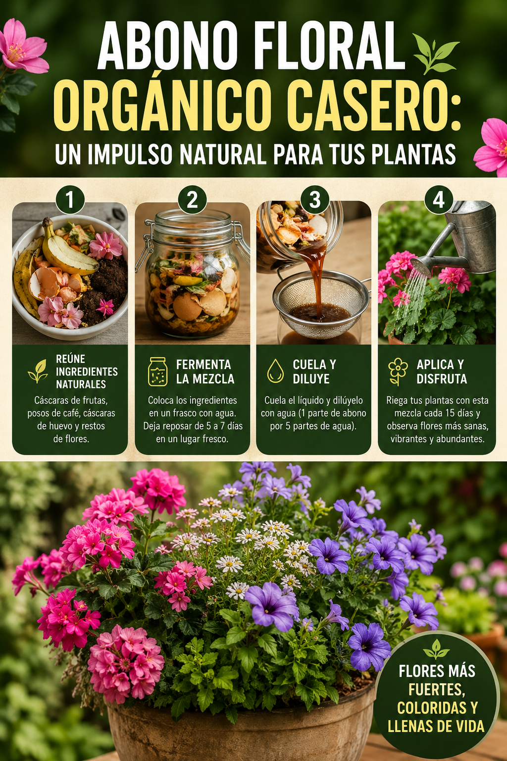 Abono floral orgánico casero: un impulso natural para tus plantas
