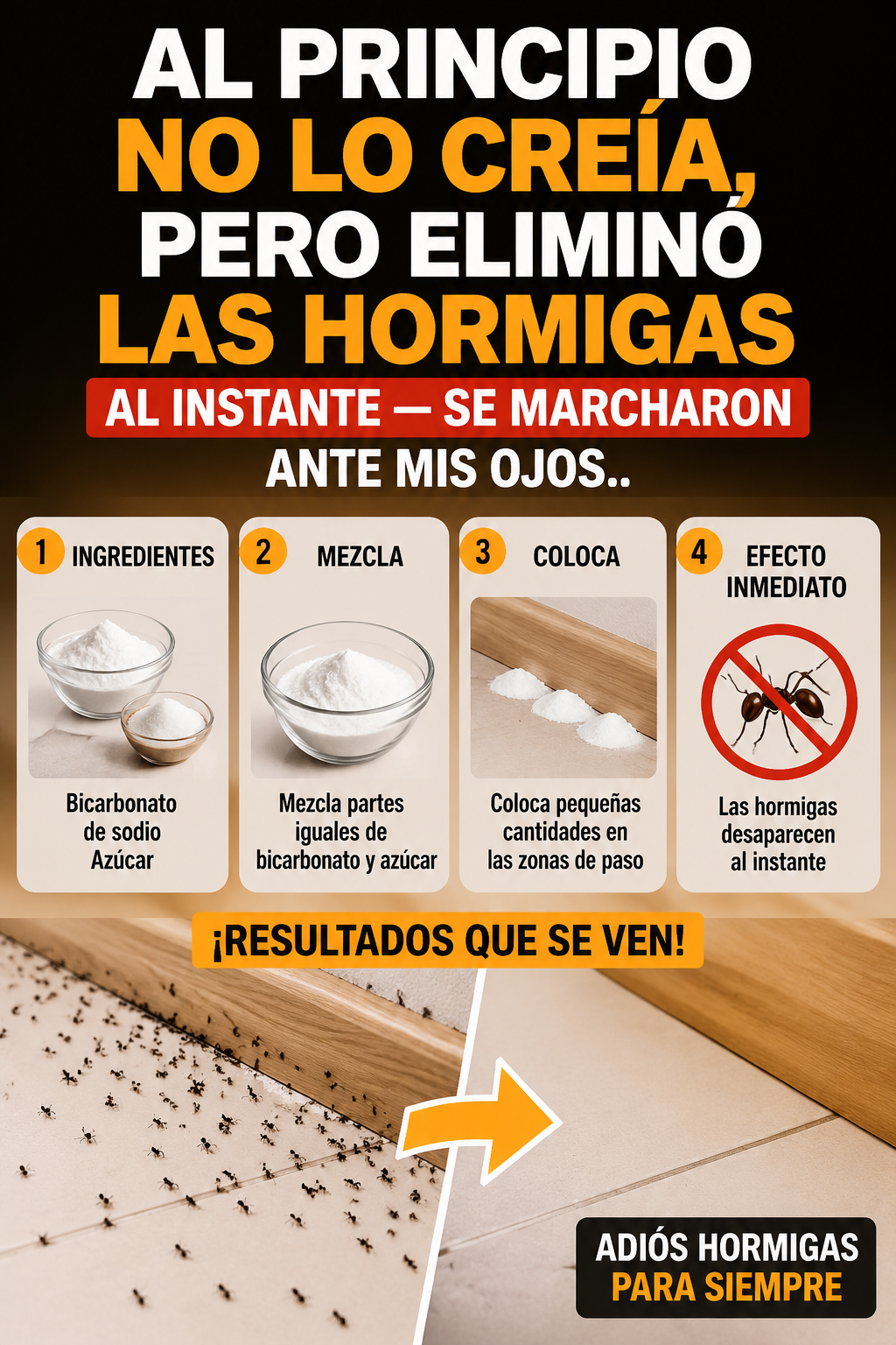 Al principio no lo creía, pero eliminó las hormigas al instante — se marcharon ante mis ojos.