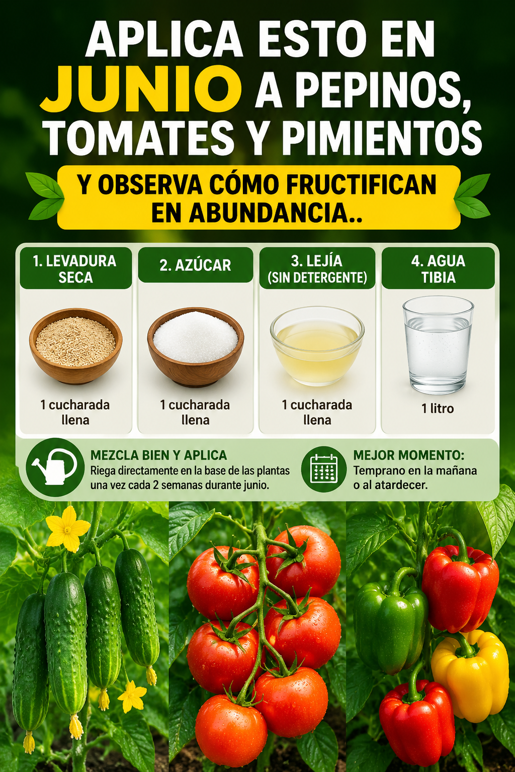 Aplica esto en junio a pepinos, tomates y pimientos — y observa cómo fructifican en abundancia.