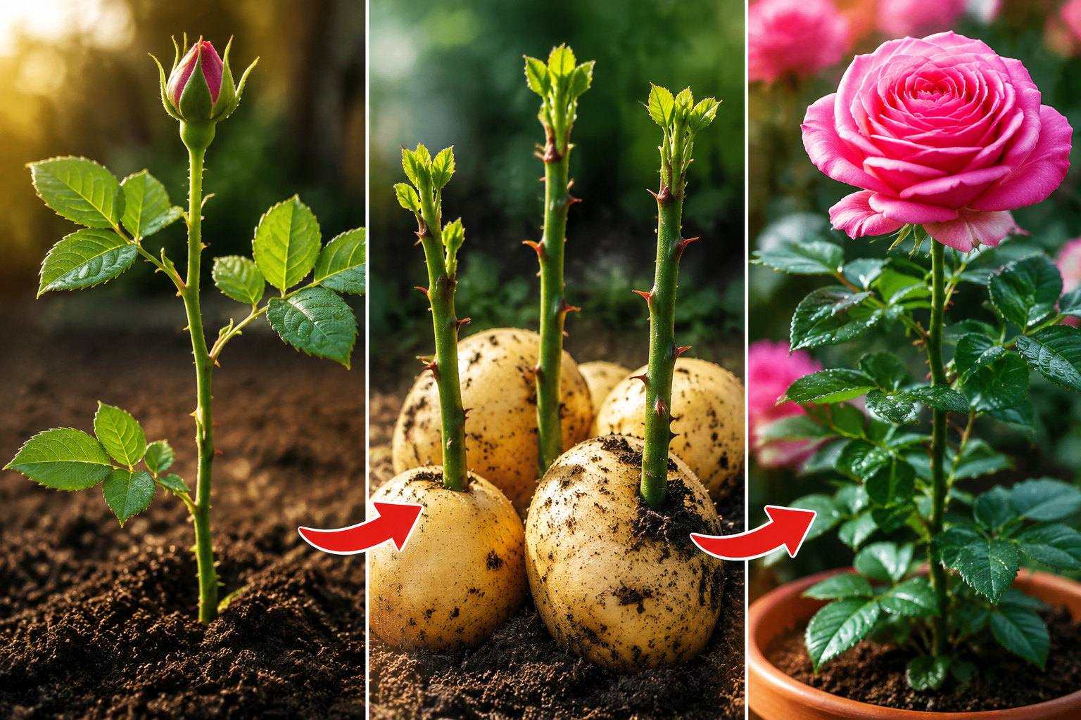 Así se puede hacer brotar una rosa cortada usando solo una sencilla patata