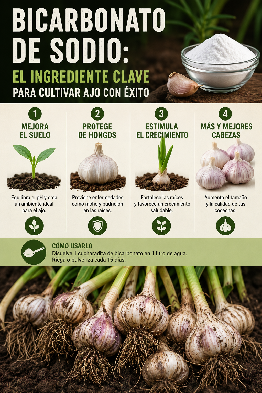 Bicarbonato de sodio: el ingrediente clave para cultivar ajo con éxito
