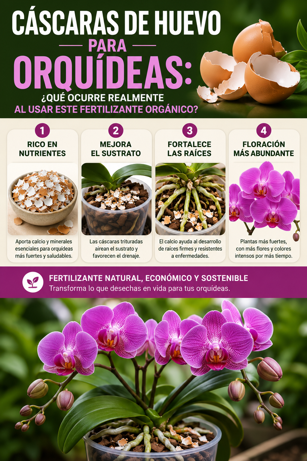 Cáscaras de huevo para orquídeas: ¿qué ocurre realmente al usar este fertilizante orgánico?