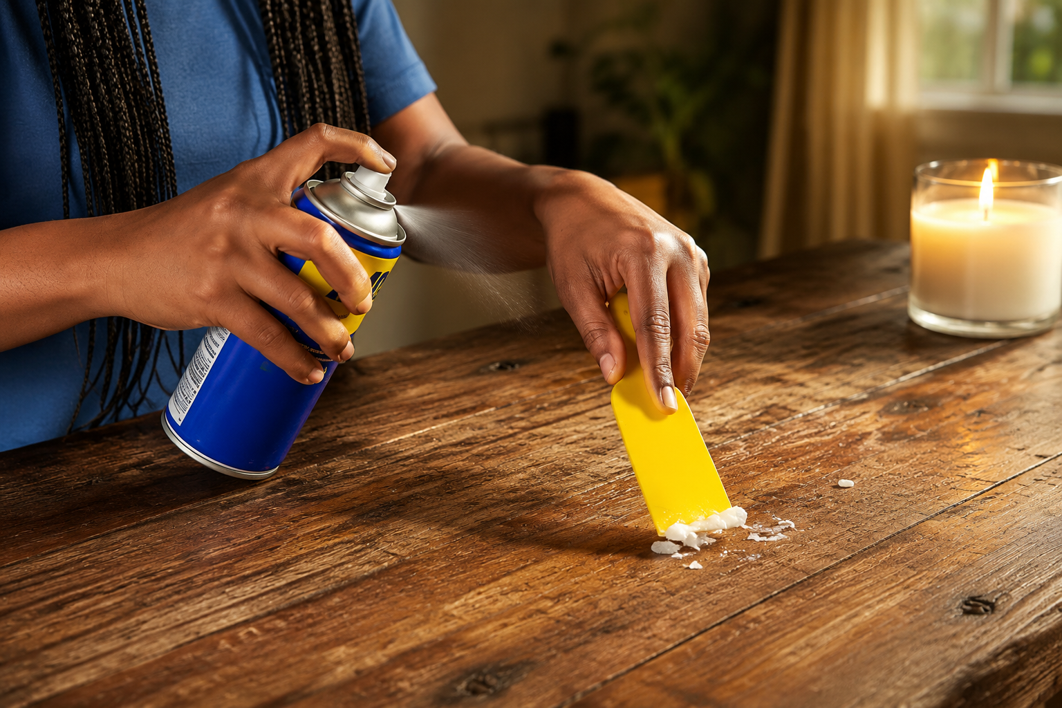 Cómo Quitar la Cera de Vela de los Muebles con un Truco Efectivo usando WD-40