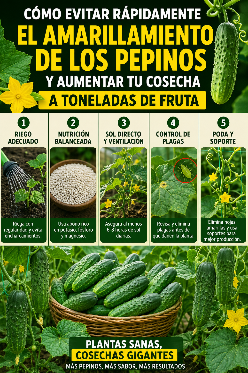 Cómo evitar rápidamente el amarillamiento de los pepinos y aumentar tu cosecha a toneladas de fruta