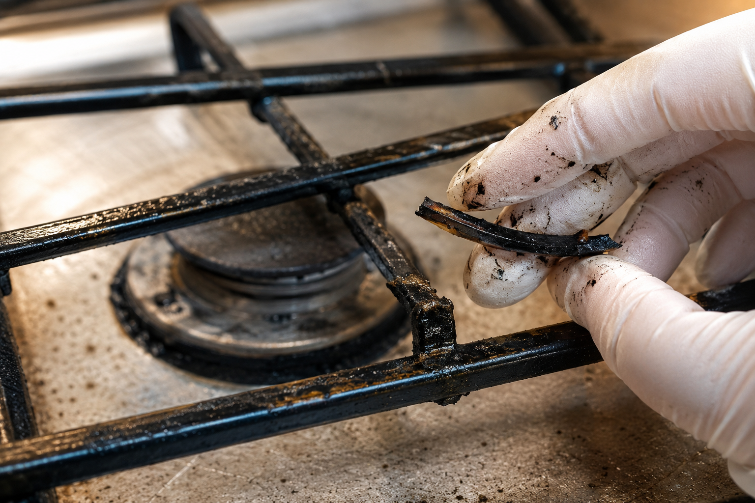 Cómo limpiar fácilmente las rejillas de la cocina a gas con grasa acumulada