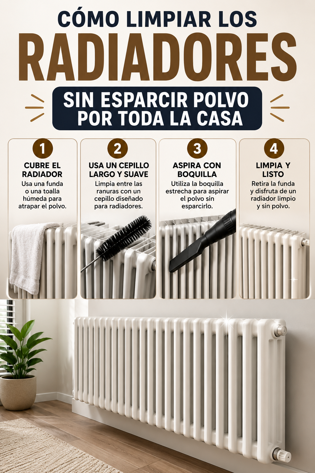 Cómo limpiar los radiadores sin esparcir polvo por toda la casa