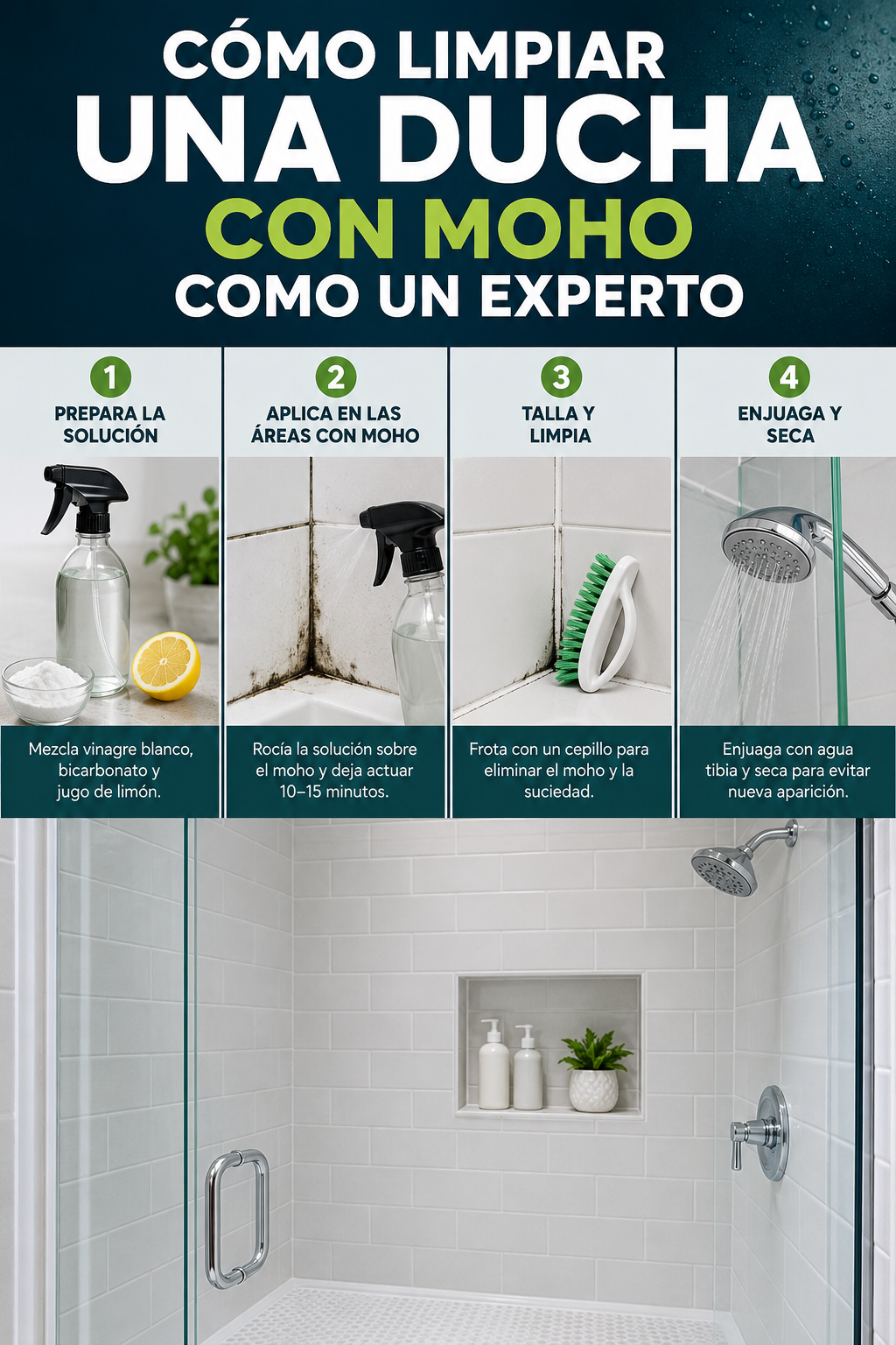Cómo limpiar una ducha con moho como un experto