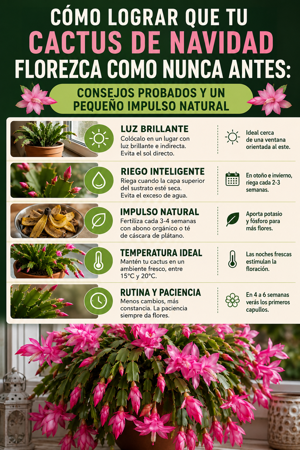 Cómo lograr que tu cactus de Navidad florezca como nunca antes: consejos probados y un pequeño impulso natural