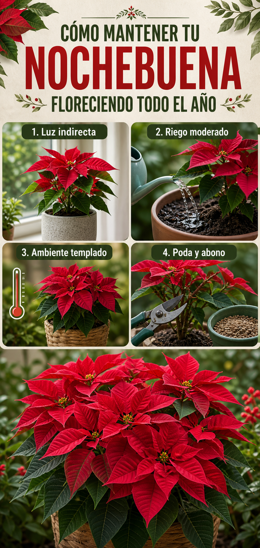 Cómo mantener tu flor de Nochebuena floreciendo todo el año: consejos clave para cuidarla