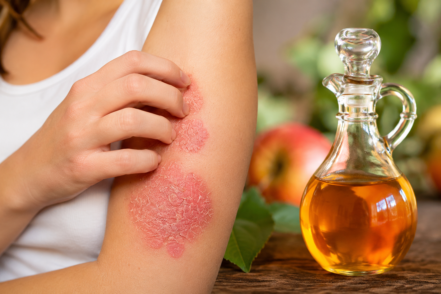 Cómo usar el vinagre de manzana para aliviar el psoriasis de forma natural