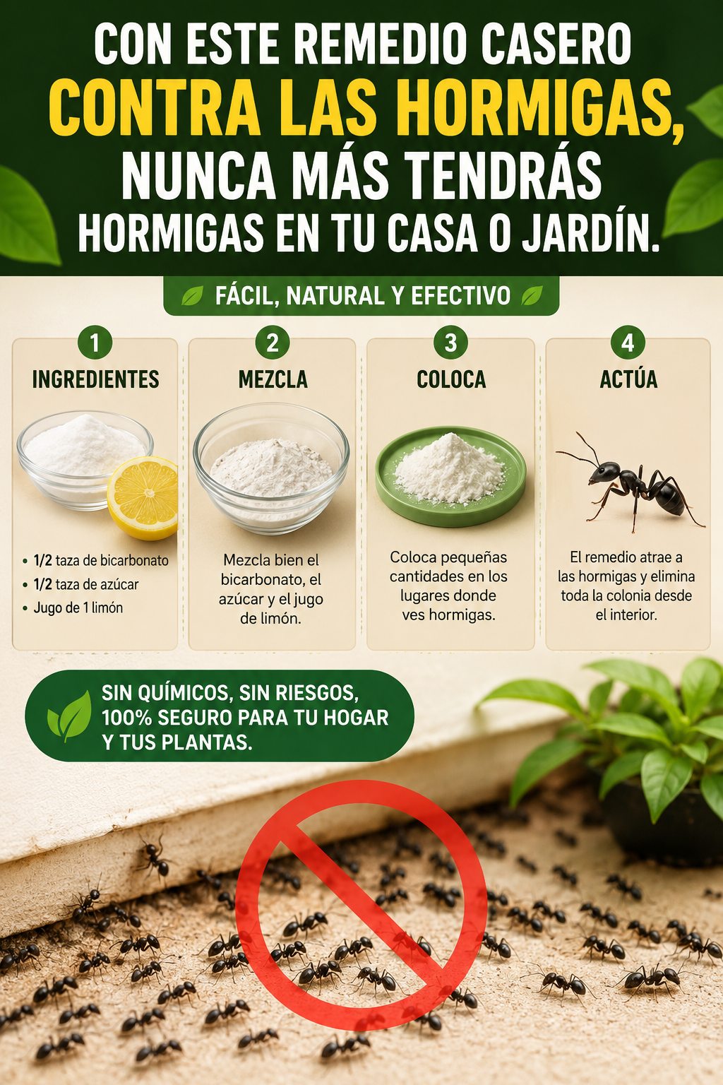 Con este remedio casero contra las hormigas, nunca más tendrás hormigas en tu casa o jardín.