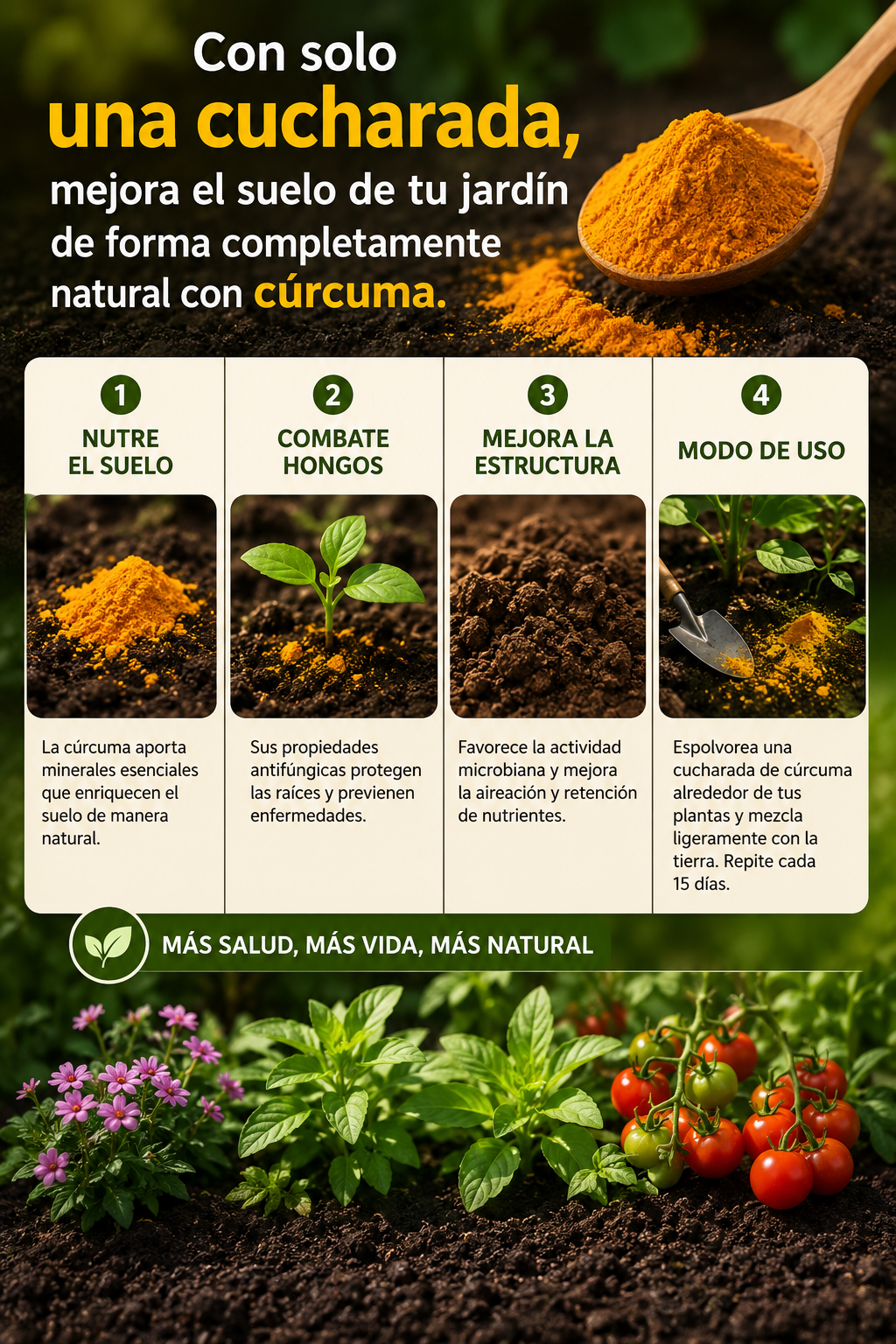 Con solo una cucharada, mejora el suelo de tu jardín de forma completamente natural con cúrcuma