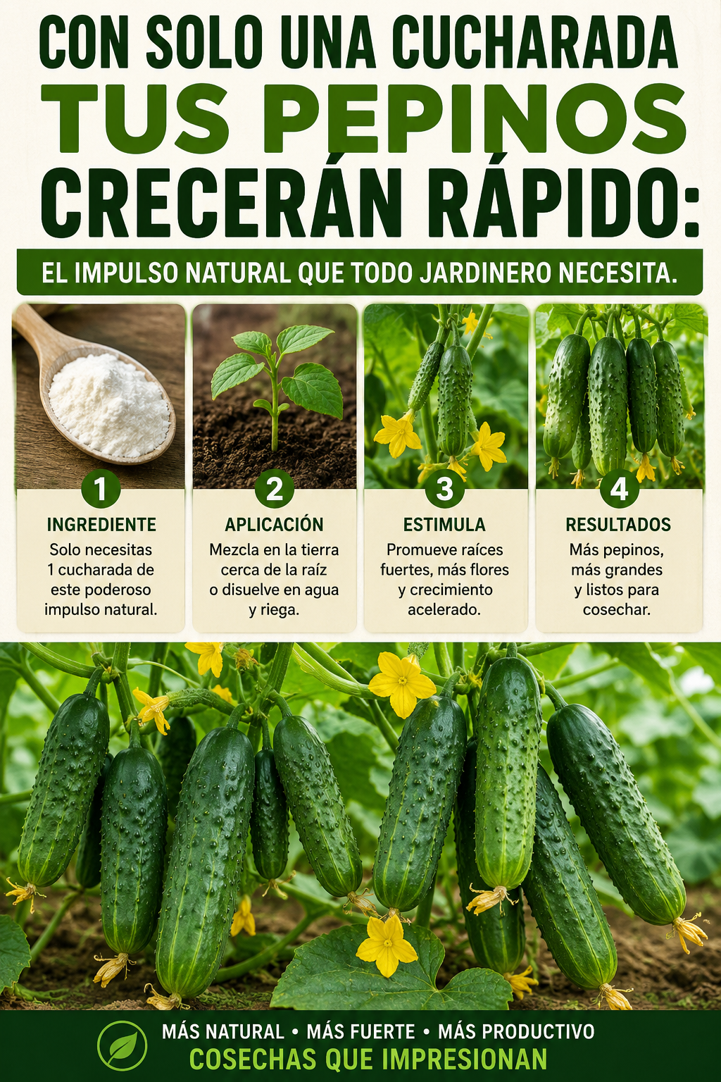 Con solo una cucharada tus pepinos crecerán rápido: el impulso natural que todo jardinero necesita.