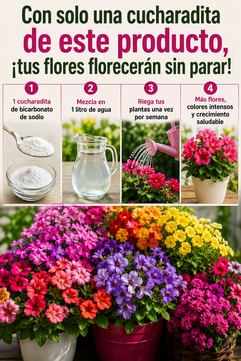 Con solo una cucharadita de este producto, ¡tus flores florecerán sin parar!