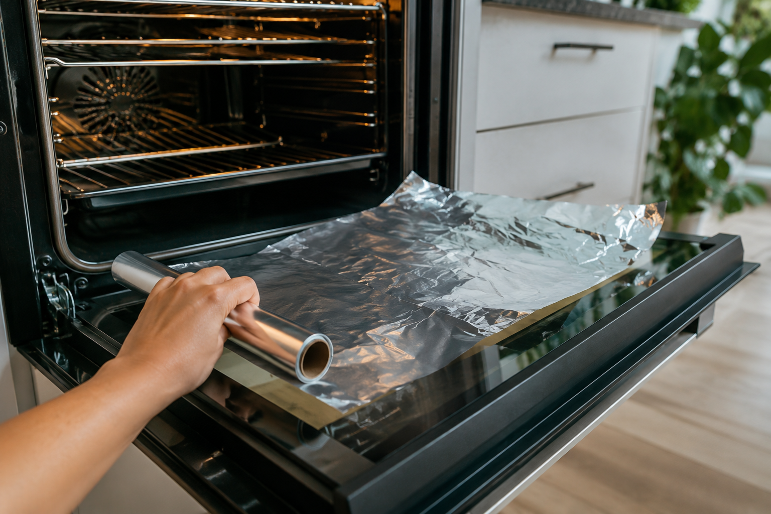 Consejo para limpiar el horno usando papel aluminio