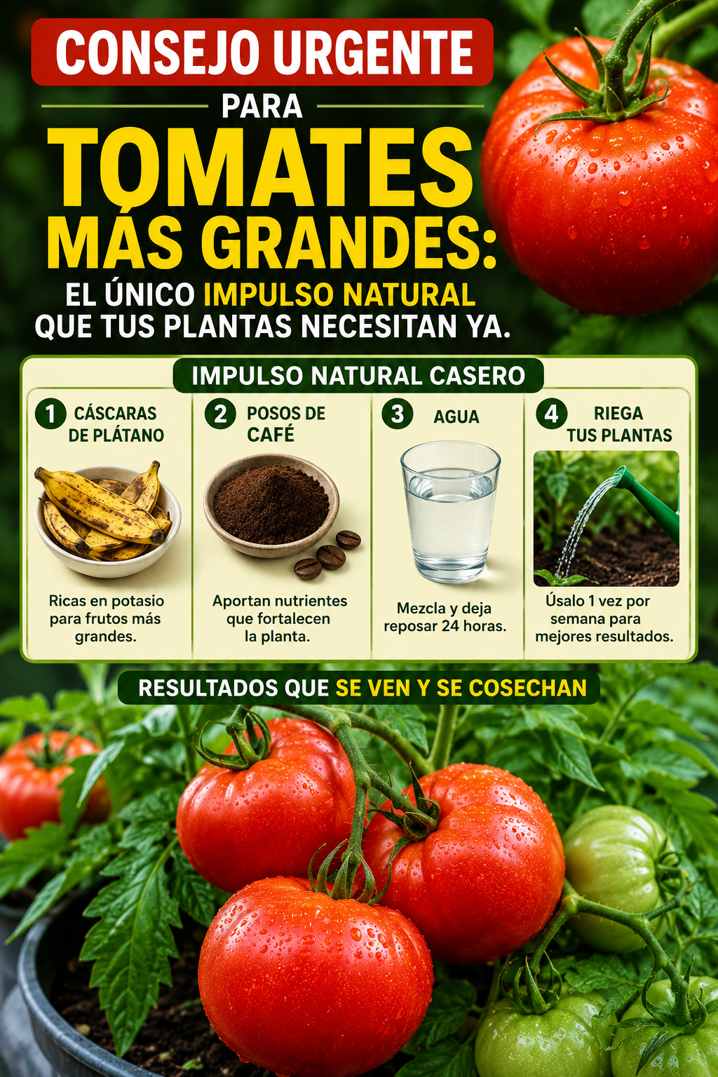 Consejo urgente para tomates más grandes: el único impulso natural que tus plantas necesitan ya