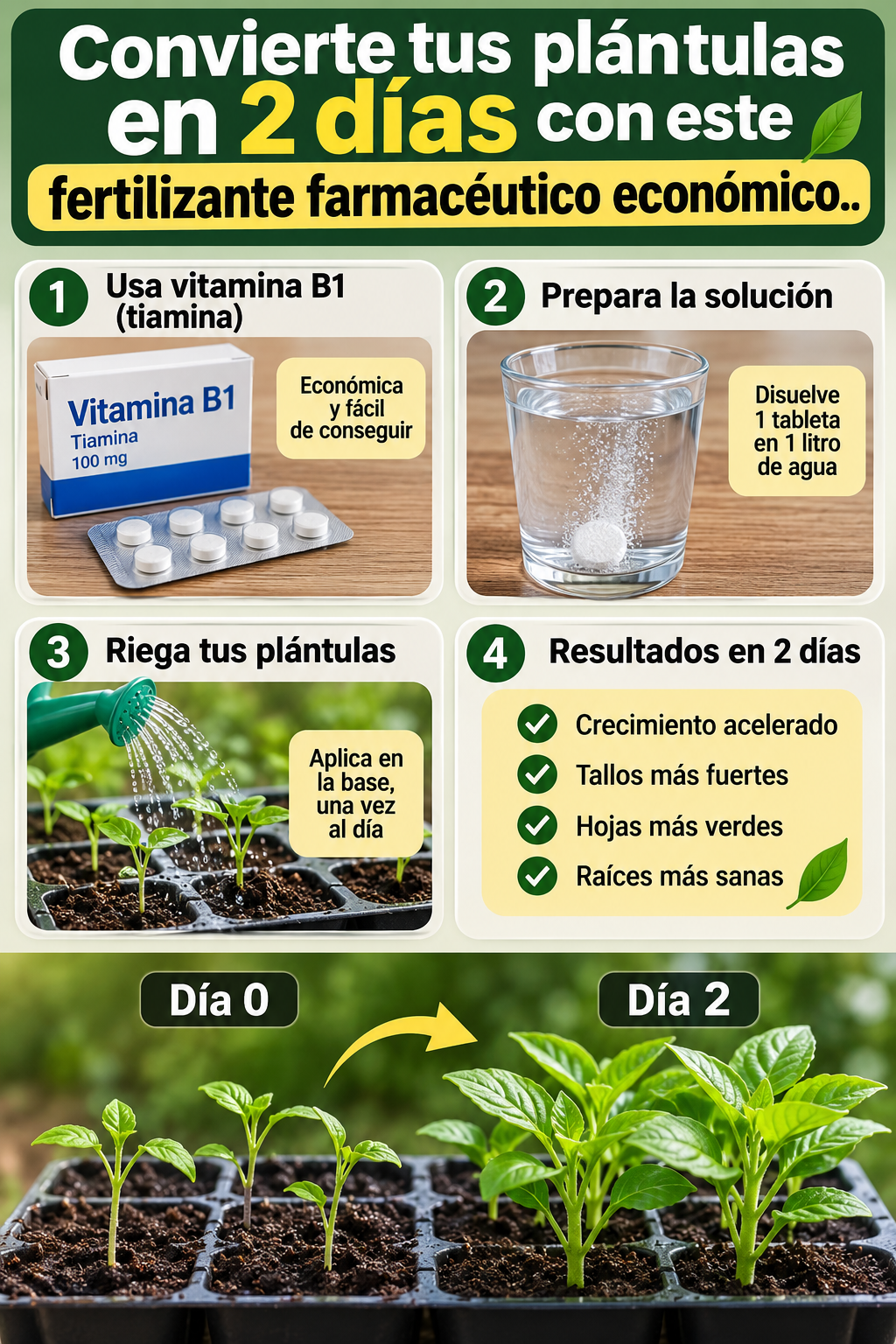 Convierte tus plántulas en 2 días con este fertilizante farmacéutico económico.