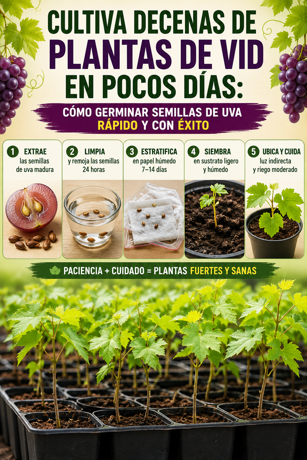 Cultiva decenas de plantas de vid en pocos días: cómo germinar semillas de uva rápido y con éxito