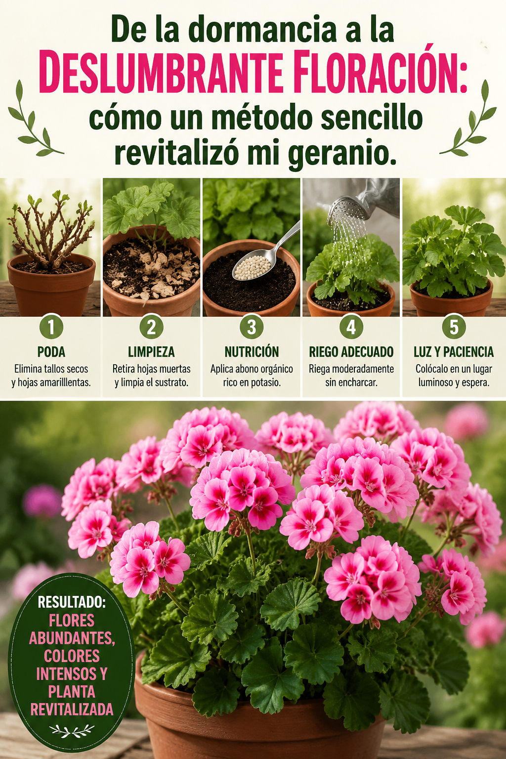 De la dormancia a la deslumbrante floración: cómo un método sencillo revitalizó mi geranio