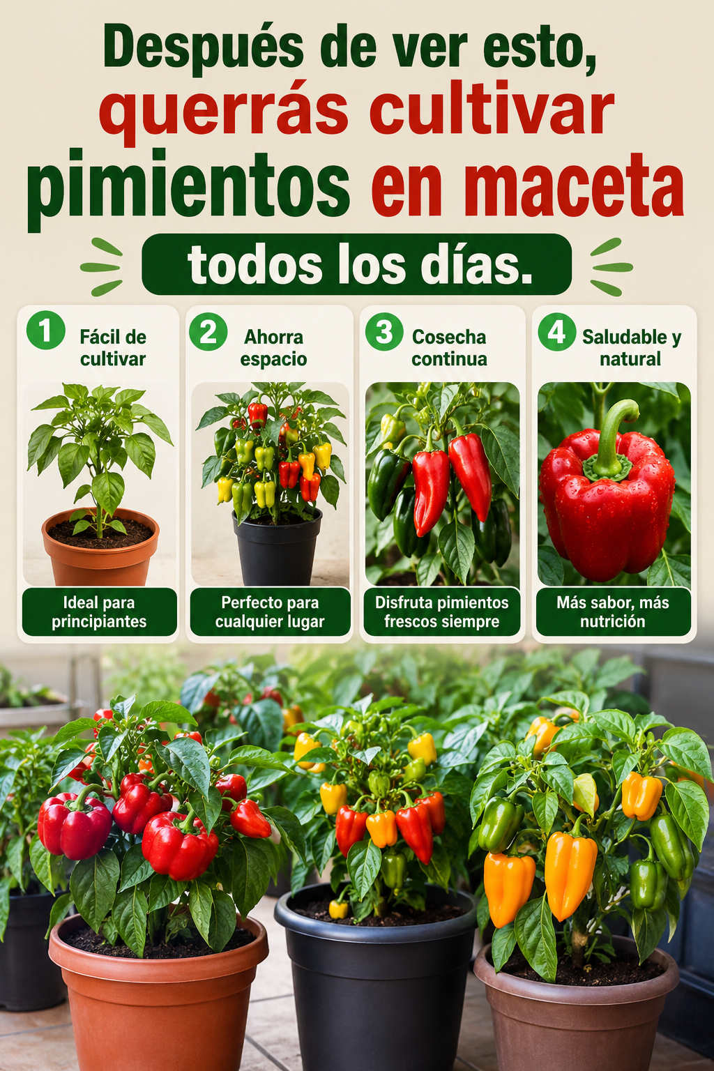 Después de ver esto, querrás cultivar pimientos en maceta todos los días.