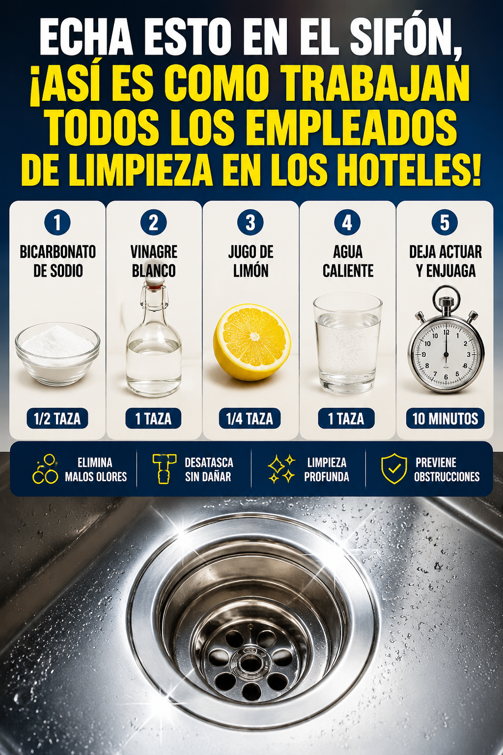 Echa esto en el sifón, ¡así es como trabajan todos los empleados de limpieza en los hoteles!