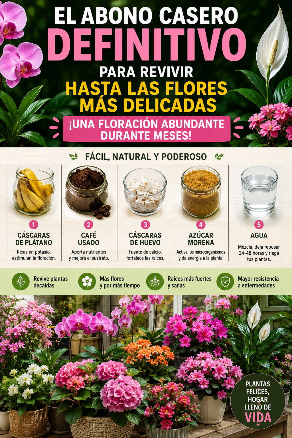 El abono casero definitivo para revivir hasta las flores más delicadas – ¡una floración abundante durante meses!