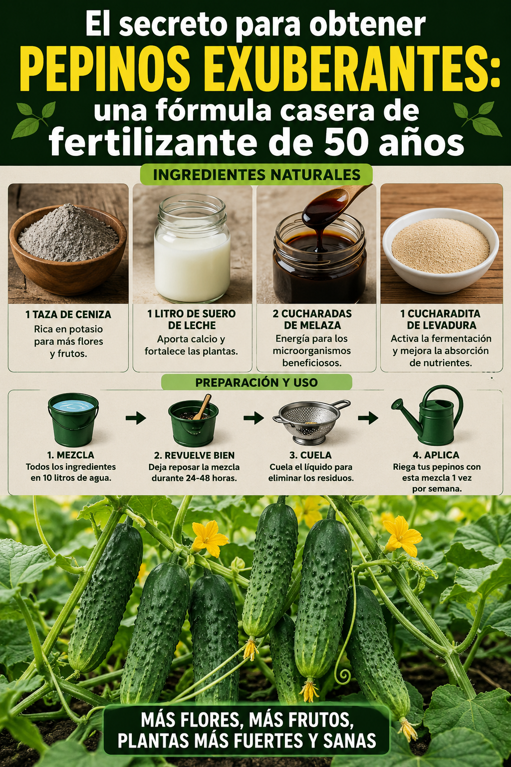 El secreto para obtener pepinos exuberantes: una fórmula casera de fertilizante de 50 años