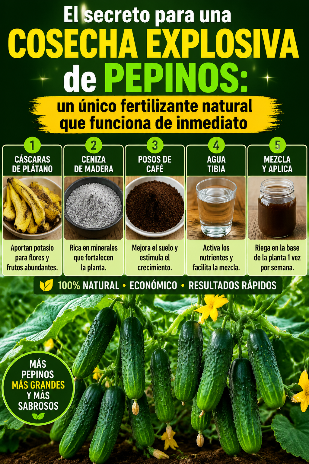 El secreto para una cosecha explosiva de pepinos: un único fertilizante natural que funciona de inmediato