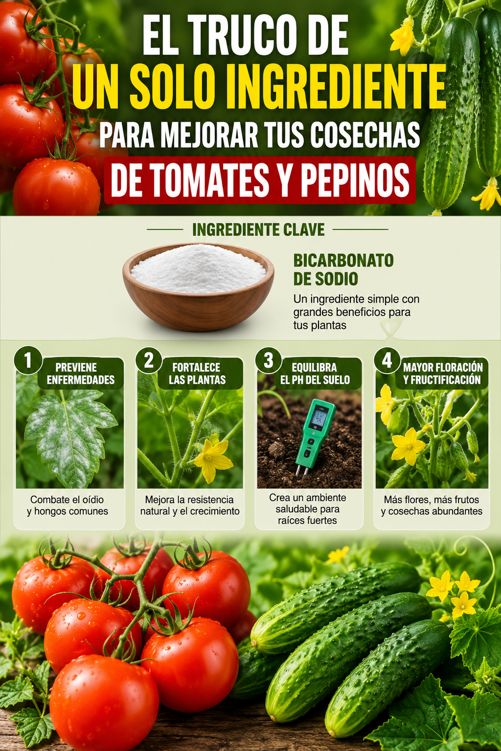 El truco de un solo ingrediente para mejorar tus cosechas de tomates y pepinos